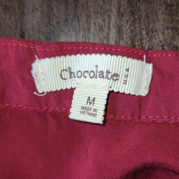CHOCOLATE U.S.A. Women's Red Long Sleeve Blouse with Lattice Detail on Back Sz M - Picture 3 of 6